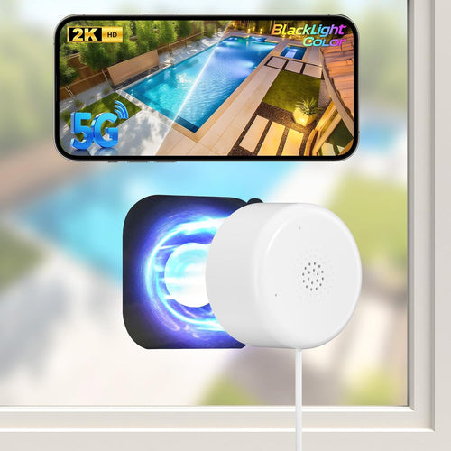 4MP 2K Window Security Camera, 5G & 2.4GHz WiFi Indoor Camera Wireless, Blacklight Color Night Vision Monitor Outside Window Cam Mount Glass, 24/7 Recording AI Motion Detection, Quick Magnetic Install